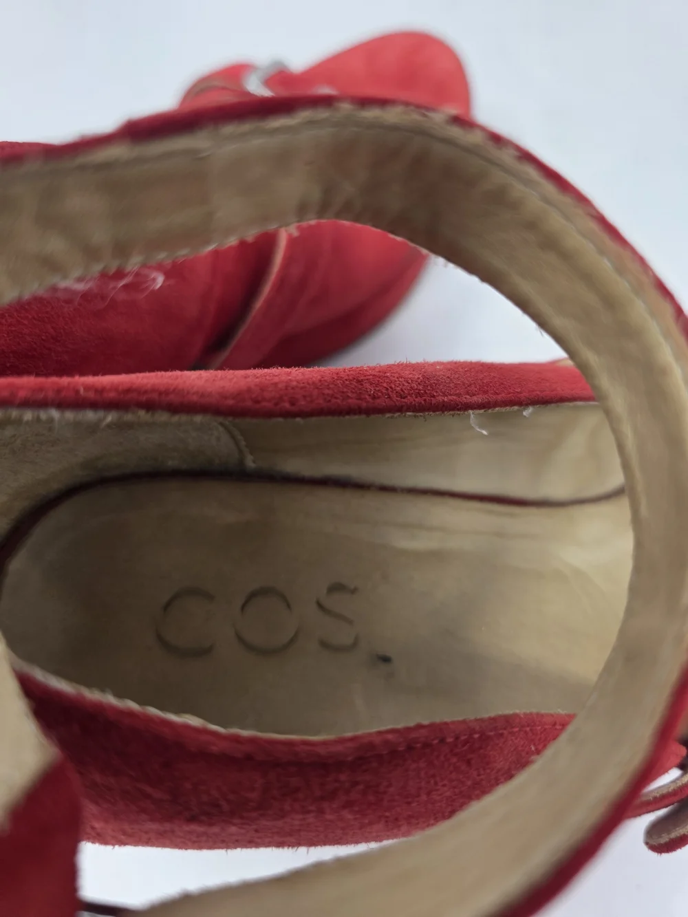 COS Red Suede Strappy Platform Wedge Sandals Size 39